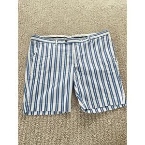 Hackett Vintage Mens Kensington Slim Striped Cotton Shorts Blue White Size 42